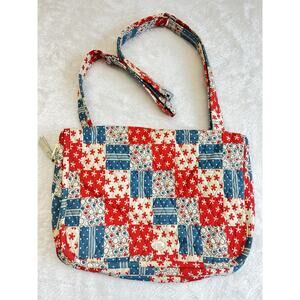 MONA B Quilted Patchwork Fabric Messenger Bag Americana Fold Over Cottagecore